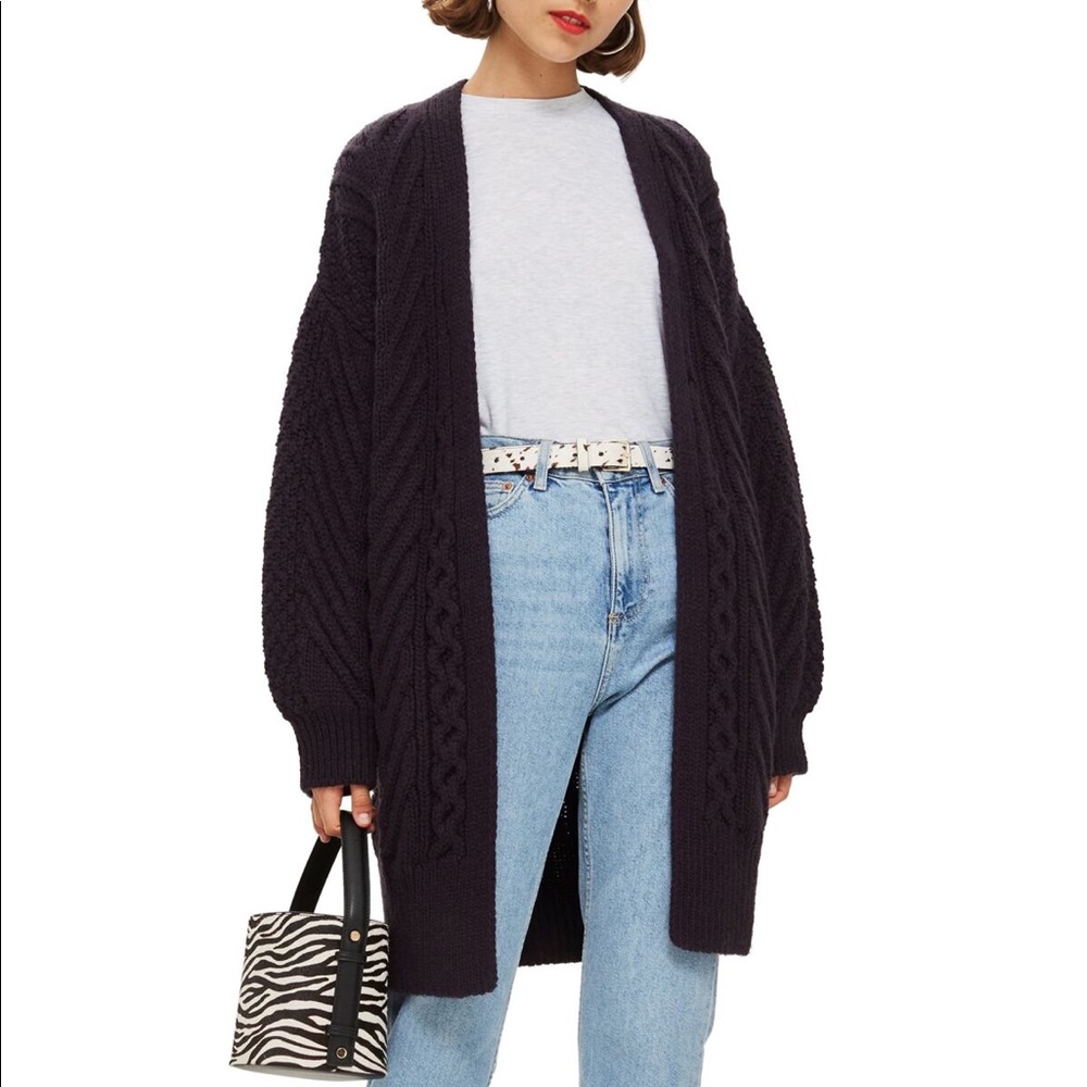 ❌SOLD❌ TOPSHOP Open Front Cardigan Cable Knit - Picture 1 of 3